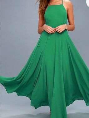 Lulu's Mythical Kind of Love Green Halter Maxi Dress